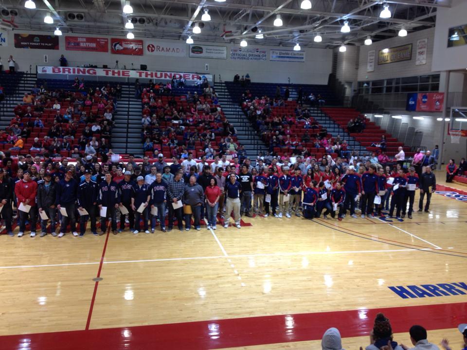 Student-athletes receiving honors for outstanding academics. Photo from CSU-Pueblo Athleteics.