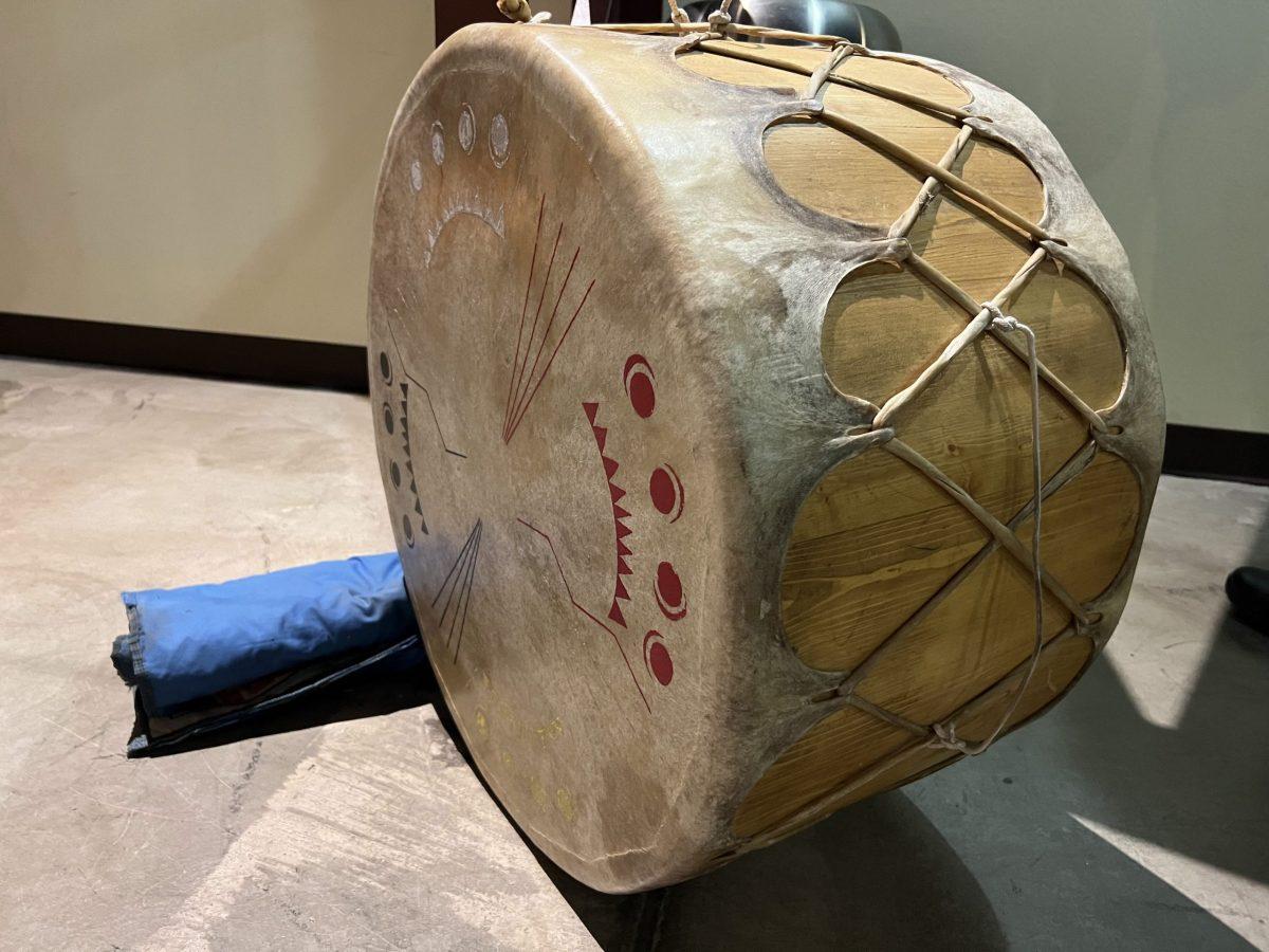 Indigenous sacred drums and drumsticks played before the El Pueblo History Museum SOAR Speaker Series. Photo by Jon Pluskota.