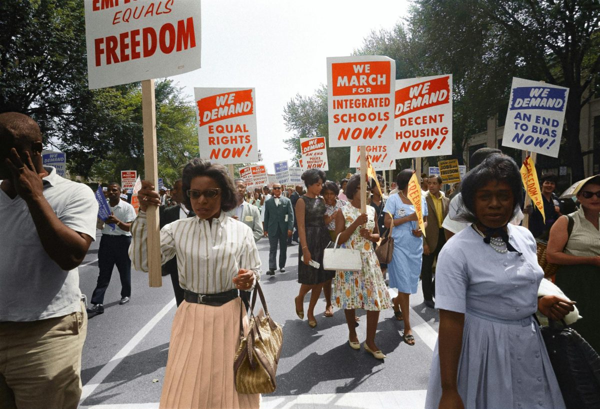 African+Americans+peacefully+protested+their+rights+to+end+racism%2Fsegregation+in+the+United+States+during+the+Civil+Rights+Movement.+This+specific+protest+took+place+in+Washington%2C+D.C.%2C+in+1963.+%28Original+photo+provided+by+Warren+K.+Leffler%2C+and+colorized+photo+provided+by+Jordan+J.+Loyd.+Taken+from+unsplash.com%29