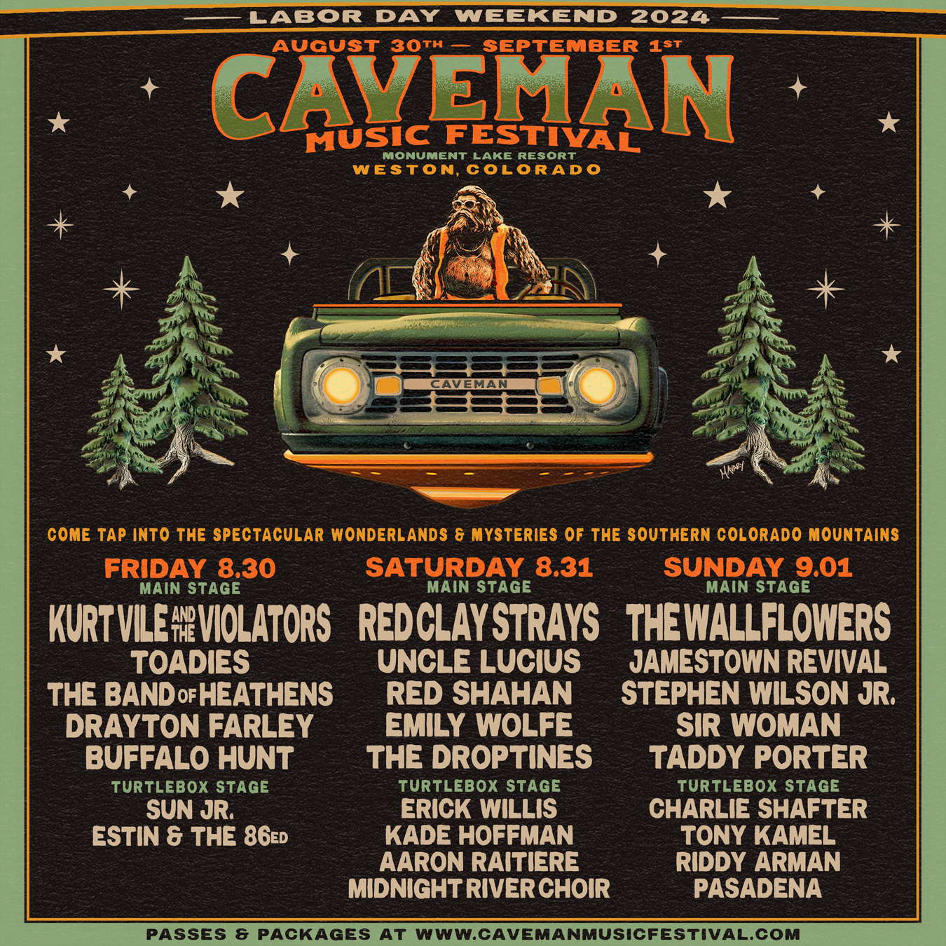Caveman Music Fest Line-Up Graphic