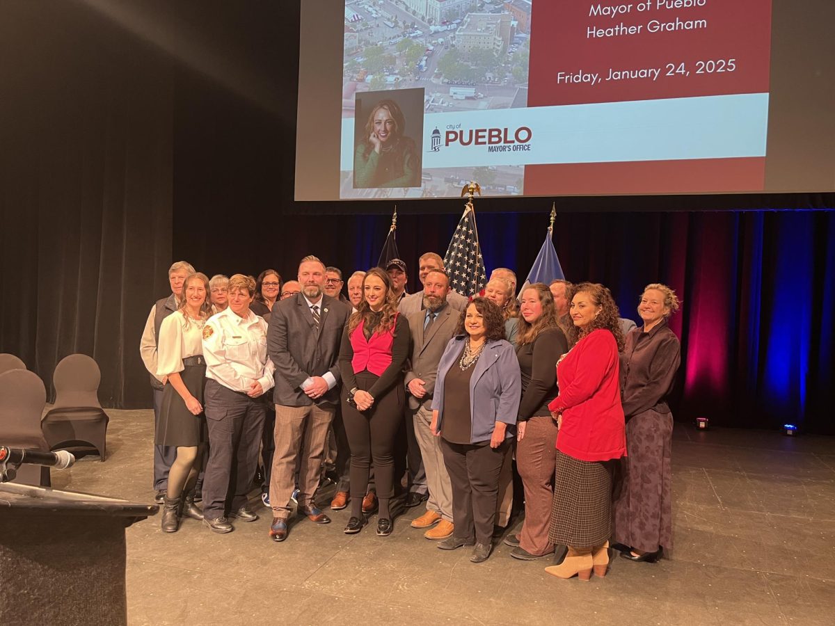 Mayor Heather Graham is shown standing on stage with fellow community leaders after she delivered her first State of the City address. (Photo by Holly Ward)