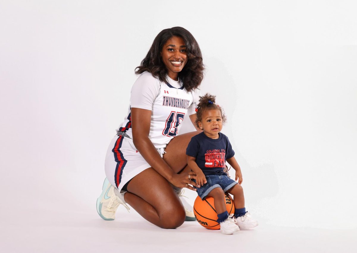 Alisha Little poses with her daughter, Genesis Little, at the 2024–2025 CSU Pueblo women’s basketball media day. (Photo by Ashlyn Drury)

