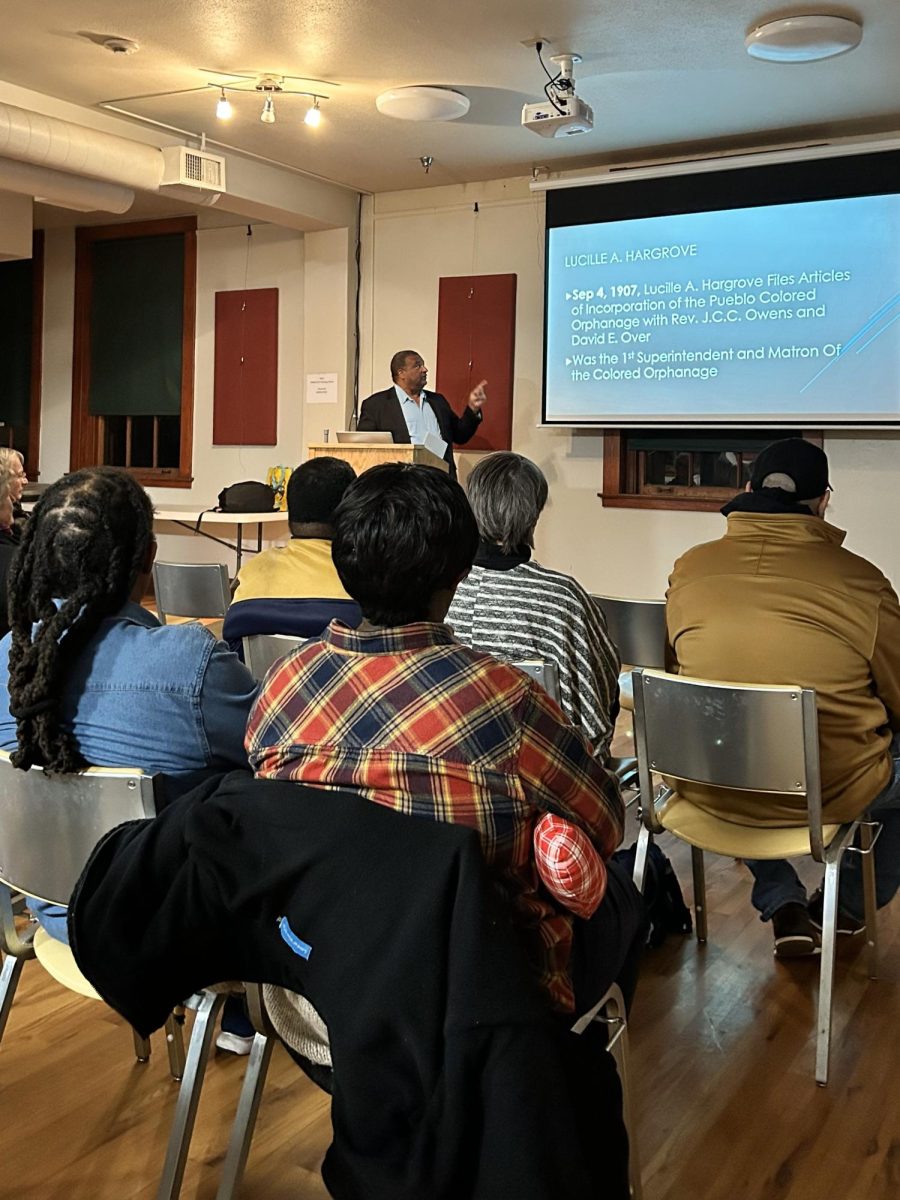 Ray Brown presents lecture on Pueblo’s historical Lincoln home at the Pueblo Heritage Museum, Feb. 18, 2026 (photo by Gabryelle Martinez).
