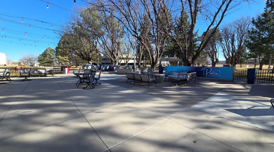 The CSU Pueblo patio outside the Occhiato Student Center (photo by Tyler Romero).